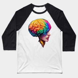 Creative Colourful Human Brain Baseball T-Shirt